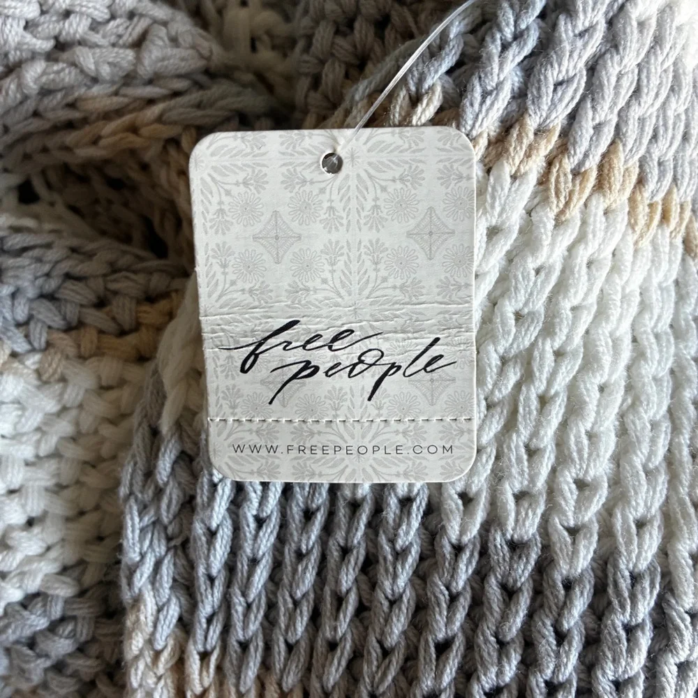 Free People Devon Cropped Sweater Gravity Combo Gray Cream Striped XS